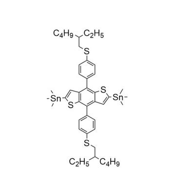 CAS  1809534-69-7     	Stannane, 1,1'-[4,8-bis[4-[(2-ethylhexyl)thio]phenyl]benzo[1,2-b:4,5-b']dithiophene-2,6-diyl]bis[1,1,1-trimethyl-