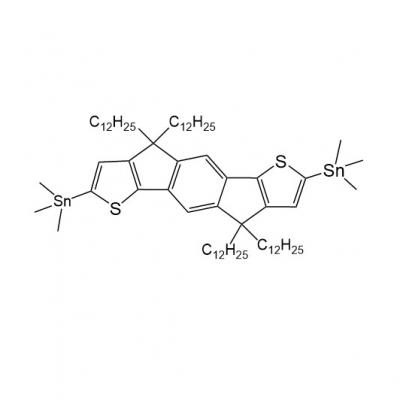 CAS  1334054-39-5     	1,1′-(4,4,9,9-Tetradodecyl-4,9-dihydro-s-indaceno[1,2-b:5,6-b′]dithiophene-2,7-diyl)bis[1,1,1-trimethylstannane]