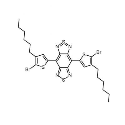 CAS   1334032-10-8     	2λ4δ2-Benzo[1,2-c:4,5-c']bis[1,2,5]thiadiazole, 4,8-bis(5-bromo-4-hexyl-2-thienyl)-