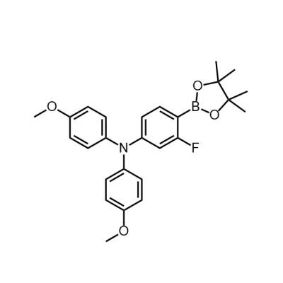 CAS  2459726-22-6     	3-Fluoro-N,N-bis(4-methoxyphenyl)-4-(4,4,5,5-tetramethyl-1,3,2-dioxaborolan-2-yl)aniline