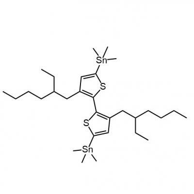 CAS   1535196-15-6      	Stannane, 1,1'-[3,3'-bis(2-ethylhexyl)[2,2'-bithiophene]-5,5'-diyl]bis[1,1,1-trimethyl-
