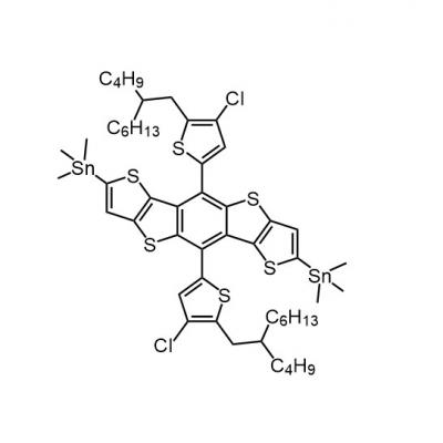 CAS    2487415-02-9    	2,7-Bis(trimethyltin)-5,10-bis[4-chloro-5-(2-butyloctyl)-2-thienyl]dithieno[2,3-d:2',3'-d']benzo[1,2-b:4,5-b']dithiophene