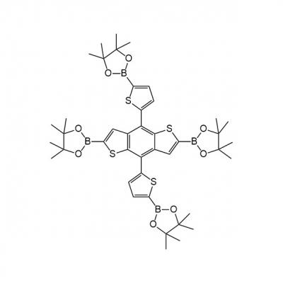 CAS    1942110-76-0     	2,2'-(5,5'-(2,6-Bis(4,4,5,5-tetramethyl-1,3,2-dioxaborolan-2-yl)benzo[1,2-b:4,5-b']dithiophene-4,8-diyl)bis(thiophene-5,2-diyl))bis(4,4,5,5-tetramethyl-1,3,2-dioxaborolane)