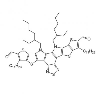 CAS   2304444-53-7      	12,13-bis(2-ethylhexyl)-3,9-diundecyl-12,13-dihydro-[1,2,5]thiadiazolo[3,4-e]thieno[2'',3'':4',5']thieno[2',3':4,5]pyrrolo[3,2-g]thieno[2',3':4,5]thieno[3,2-b]indole-2,10-dica