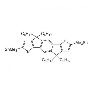 CAS   1357250-67-9     	Stannane, 1,1'-(4,9-dihydro-4,4,9,9-tetraoctyl-s-indaceno[1,2-b:5,6-b']dithiophene-2,7-diyl)bis[1,1,1-trimethyl-
