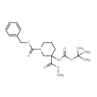 CAS  2197422-35-6    1,3-Piperidinedicarboxylic acid, 3-[[(1,1-dimethylethoxy)carbonyl]amino]-, 3-methyl 1-(phenylmethyl) ester