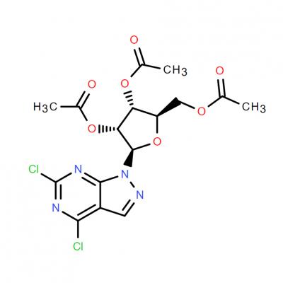 CAS    85426-71-7    1H-Pyrazolo[3,4-d]pyrimidine, 4,6-dichloro-1-(2,3,5-tri-O-acetyl-β-D-ribofuranosyl)-