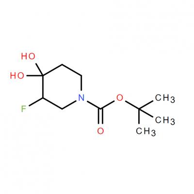 CAS   1208864-35-0     1-piperidinecarboxylic acid, 3-fluoro-4,4-dihydroxy-, 1,1-dimethylethyl ester