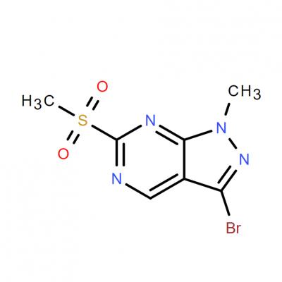 CAS    508220-98-2    1H-Pyrazolo[3,4-d]pyrimidine, 3-bromo-1-methyl-6-(methylsulfonyl)-