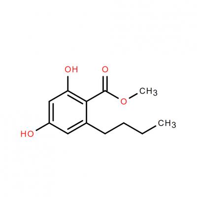 CAS    102342-62-1     2,4-dihydroxy-6-n-butylbenzoic acid, methyl ester