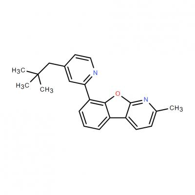CAS     1883377-30-7  	8-[4-(2,2-dimethylpropyl)-2-pyridinyl]-2-methylBenzofuro[2,3-b]pyridine