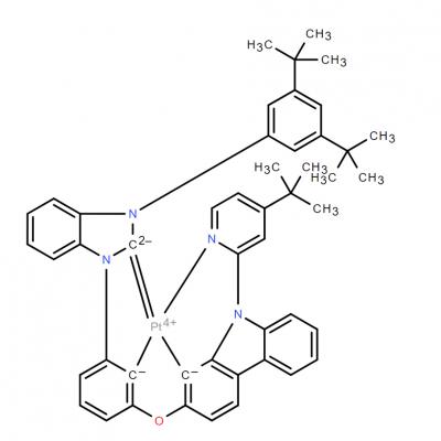 CAS         2307699-62-1    Platinum, [2-[3-[3-[3,5-bis(1,1-dimethylethyl)phenyl]-1H-benzimidazol-1-yl-κC2]phenoxy-κC2]-9-[4-(1,1-dimethylethyl)-2-pyridinyl-κN]-9H-carbazolato(4-)-κC1]-, (SP-4-4)-