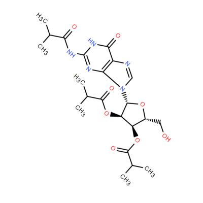 CAS   56489-75-9    Guanosine, N-(2-methyl-1-oxopropyl)-, 2',3'-bis(2-methylpropanoate)