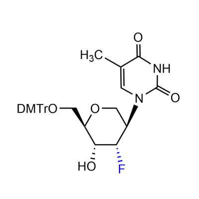 CAS   1117903-20-4     D-Altritol, 1,5-anhydro-6-O-[bis(4-methoxyphenyl)phenylmethyl]-2,3-dideoxy-2-(3,4-dihydro-5-methyl-2,4-dioxo-1(2H)-pyrimidinyl)-3-fluoro-