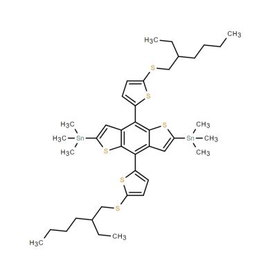 CAS    1613389-30-2    (4,8-bis(5-((2-ethylhexyl)thio)thiophen-2-yl)benzo[1,2-b:4,5-b']dithiophene-2,6-diyl)bis(trimethylstannane)