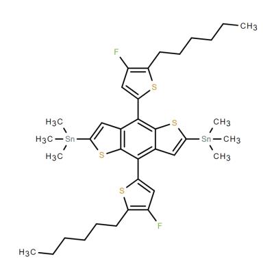 CAS   2376651-34-0    Stannane, 1,1'-[4,8-bis(4-fluoro-5-hexyl-2-thienyl)benzo[1,2-b:4,5-b']dithiophene-2,6-diyl]bis[1,1,1-trimethyl-