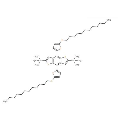 CAS   1887135-97-8   	IN1705, (4,8-Bis(5-(dodecylthio)thiophen-2-yl)benzo[1,2-b:4,5-b']dithiophene-2,6-diyl)bis(trimethylstannane)