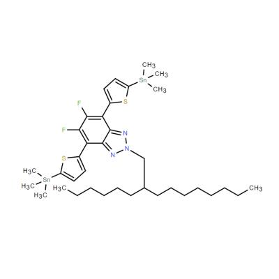 CAS    2365391-00-8   2H-Benzotriazole, 5,6-difluoro-2-(2-hexyldecyl)-4,7-bis[5-(trimethylstannyl)-2-thienyl]-
