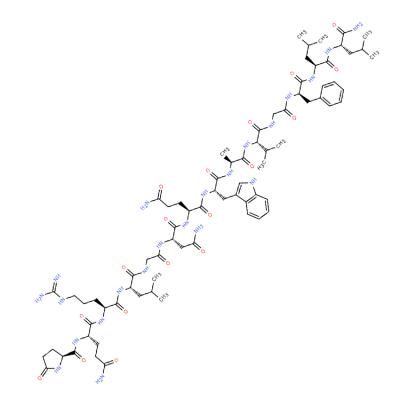 CAS   108437-88-3     PYR-GLN-ARG-LEU-GLY-ASN-GLN-TRP-ALA-VAL-GLY-D-PHE-LEU-LEU-NH2